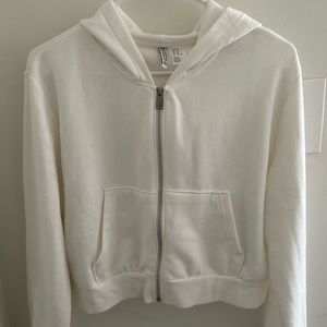 White HM cropped zip up hoodie